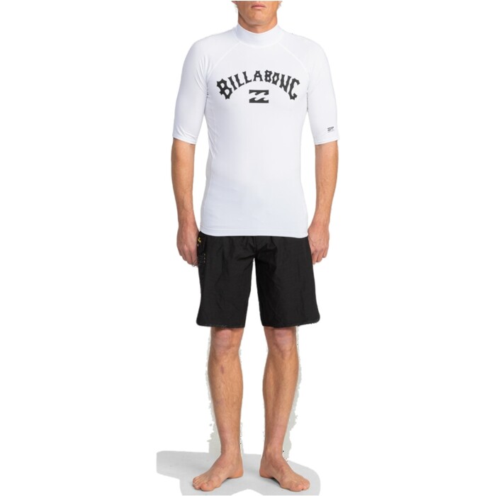 2024 Billabong Mens Logo Surf Short Sleeve Rash Vest EBYWR03010 - White